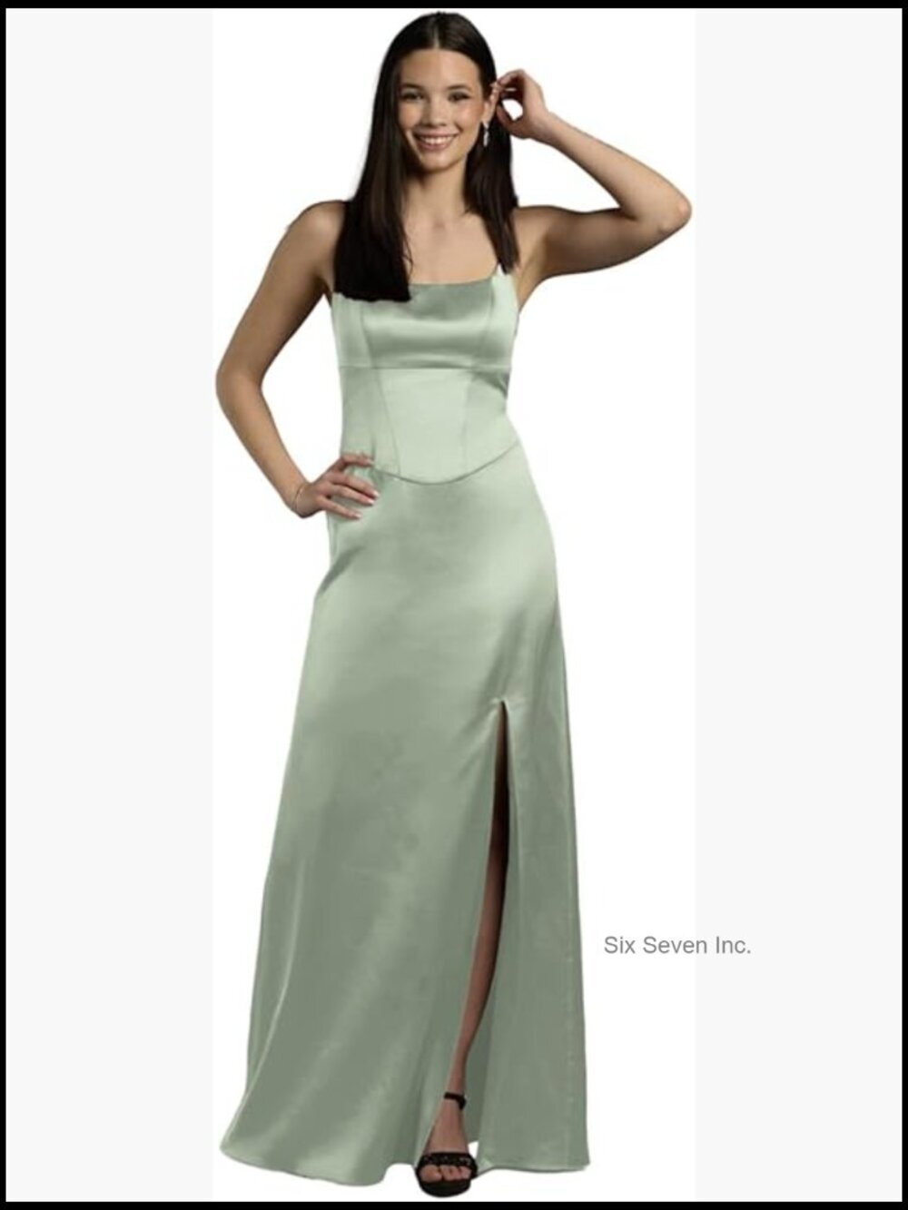 Stretch Satin Basque Waist Sheath Dress - Formal Guest Dress